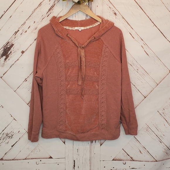 Maurices Tops - Maurices Pullover Crocheted Sweatshirt Hoo…